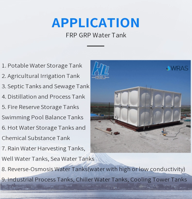 Hot Sale 100000 Liter GRP FRP Fiberglass Rectangular Rain Water Storage Tank in Malaysia Used Food Grade Water Tank Cheap Price